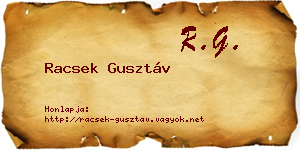 Racsek Gusztáv névjegykártya